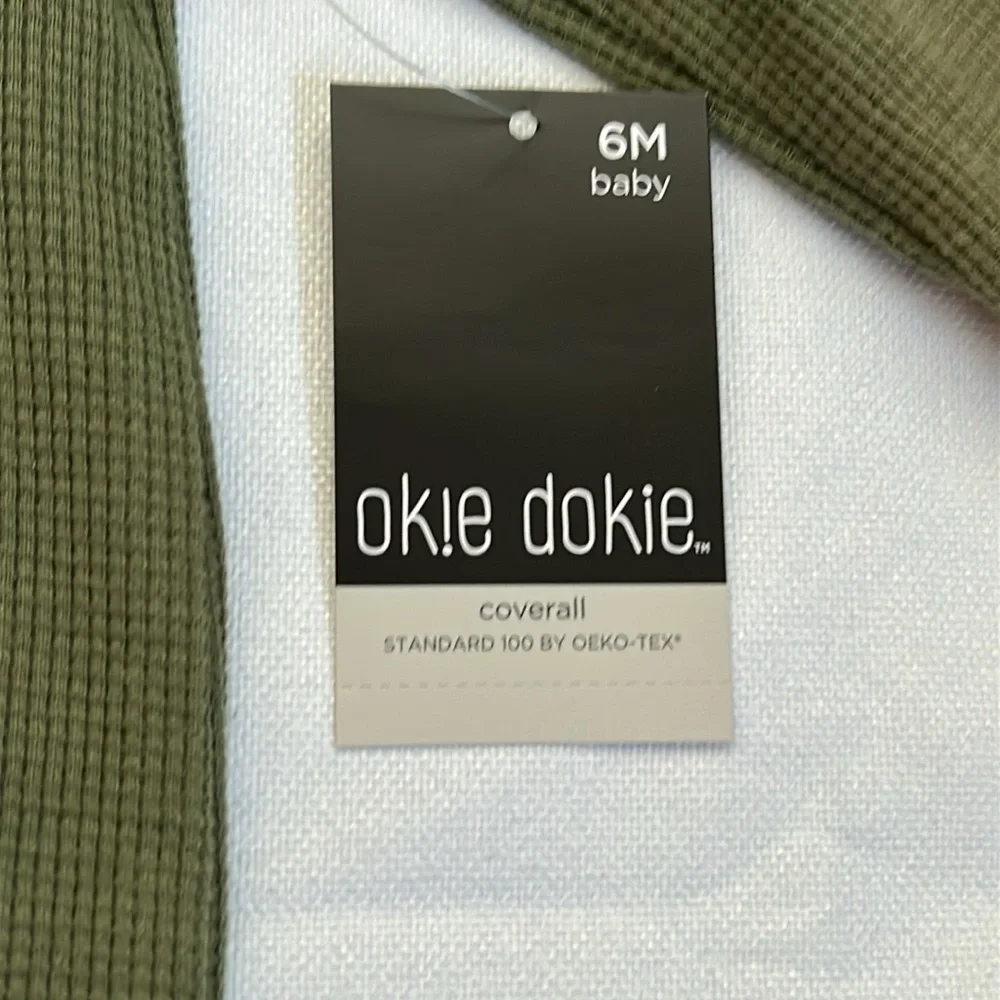 Okie Dokie 6M One Piece Olive Green with Snap bottom. NWT.